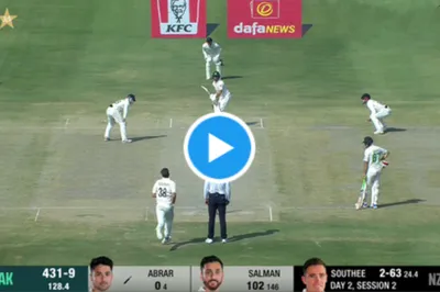 pak vs nz  अबरार अहमद ने न्यूजीलैंड के कप्तान को कूटा  छक्का ठोक साउदी के उड़ाए होश  देखें वीडियो