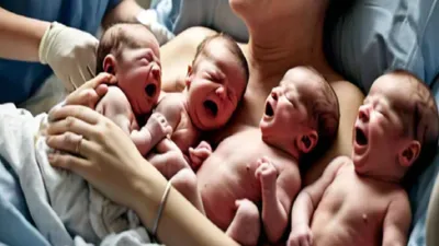 omg  तीसरी पत्नी ने एकसाथ चार बच्चों को दिया जन्म  पहली दूसरी से कोई संतान नहीं