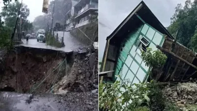 सिक्किम में सड़कें घर बहे  भारी बार‍िश के चलते 1500 से अधिक टूरिस्ट फंसे  देखें तबाही का मंजर