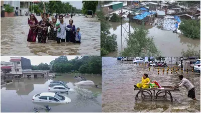 gujarat floods  35 मौत  ट्रेनें स्कूल ठप  उफानी नदियां   गुजरात में बारिश बाढ़ से मचा हाहाकार  imd ने दिया रेड अलर्ट