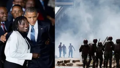 kenya violence  दंगाइयों ने संसद भवन में लगा दी आग  बराक ओबामा की बहन पर भी फेंके आंसू गैस के गोले