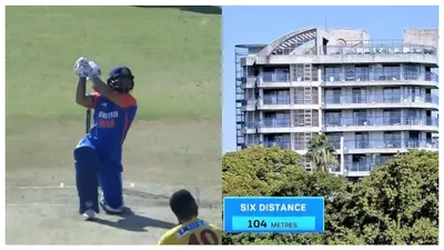 ind vs zim  मुजरबानी की गेंद पर रिंकू सिंह ने लगाया इतना लंबा छक्का  मैदान के बाहर गिरी गेंद  देखें video