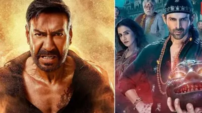 bhool bhulaiyaa 3 vs singham again   रूह बाबा  ने पहली बार  सिंघम  को छोड़ा पीछे  छाप डाले इतने नोट 